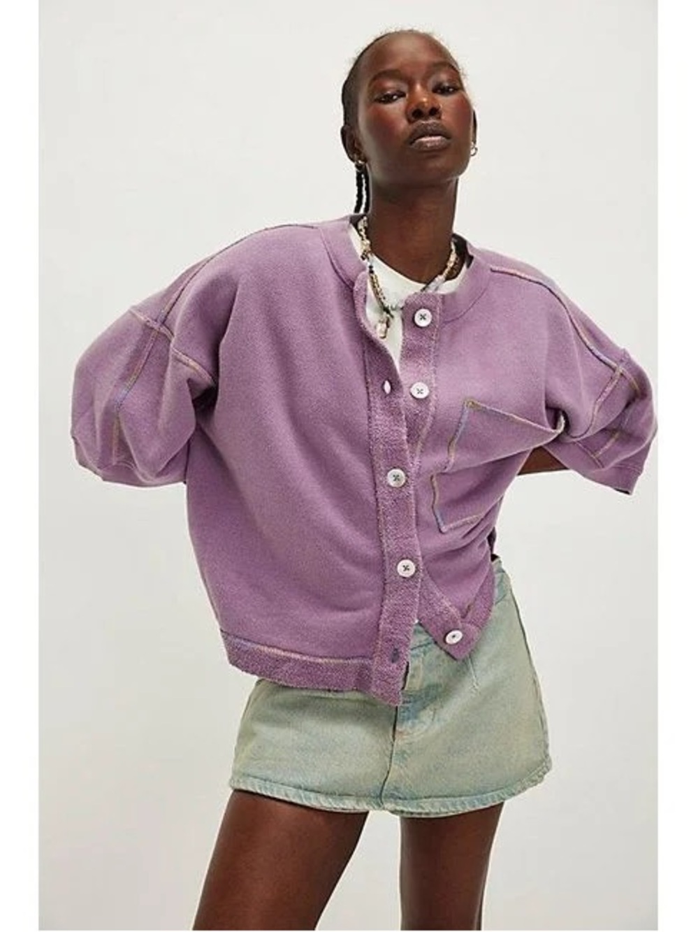 NWT!!! Free People Lavender Button-Front Cardigan Jacket